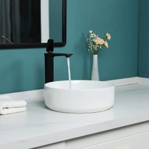 14'' Round Vessel Sink With Pop Up Drain Bathroom Vessel Sinks Bathroom Sinks Above Counter Ceramic Vessel Sink Round Bathroom Sink Counter Top Sink White Vessel Sink For Bathrooms