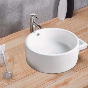 Vessel Bathroom Sink Basin in White Ceramic