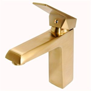 Single Lever Handle Bathroom Faucet Modern Brushed Golden Vanity Basin Faucet Single Hole Bathroom Sink Faucet