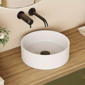 YULIKA DJ-110A Roundu002FCircular Ceramic Vessel Bathroom Sink White Cylinder Vitreous China Vanity Sink