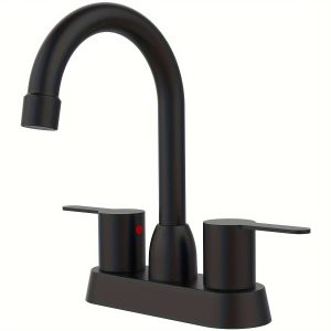 1 metal material, 3 holes, 2 handles, black bathroom faucet, modern and minimalist style suitable for bathrooms and bathrooms